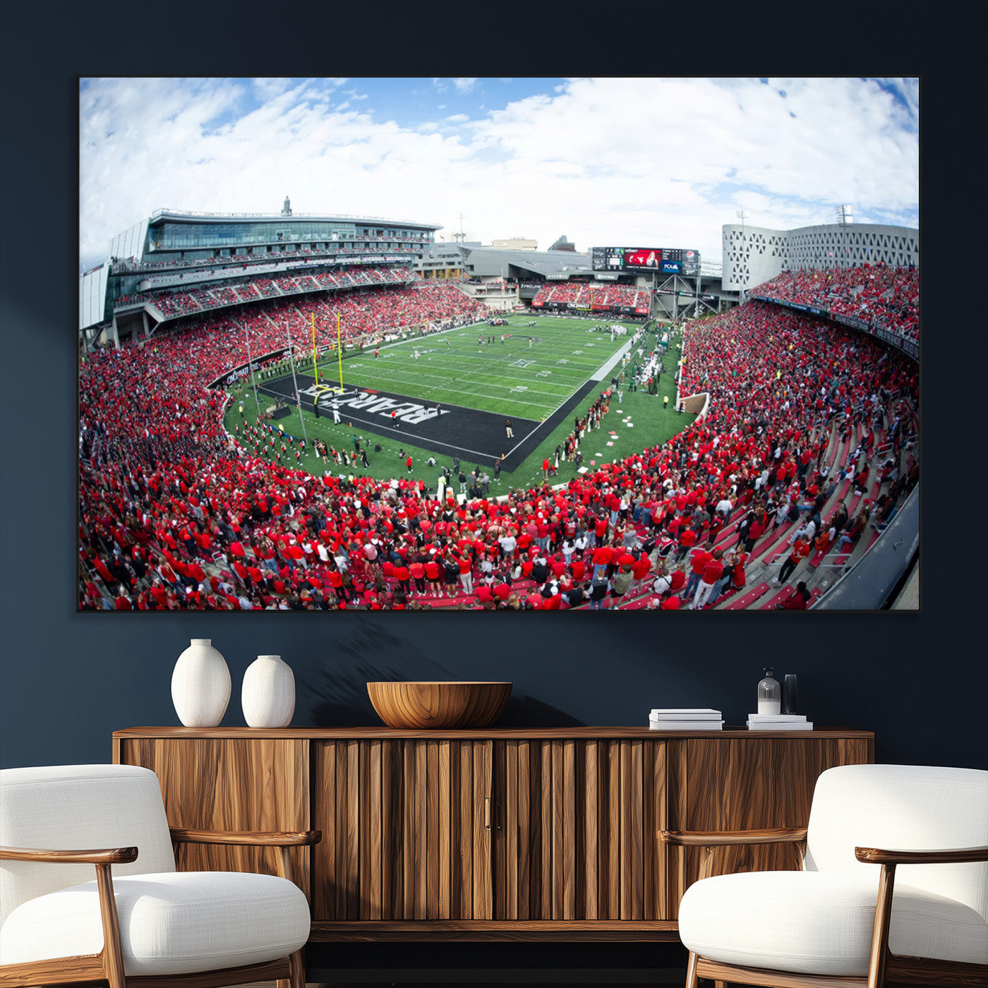 SEG-FC-51X34_Oversize - Cincinnati Bearcats Football Team Print - Nippert Stadium Wall Art Canvas Print