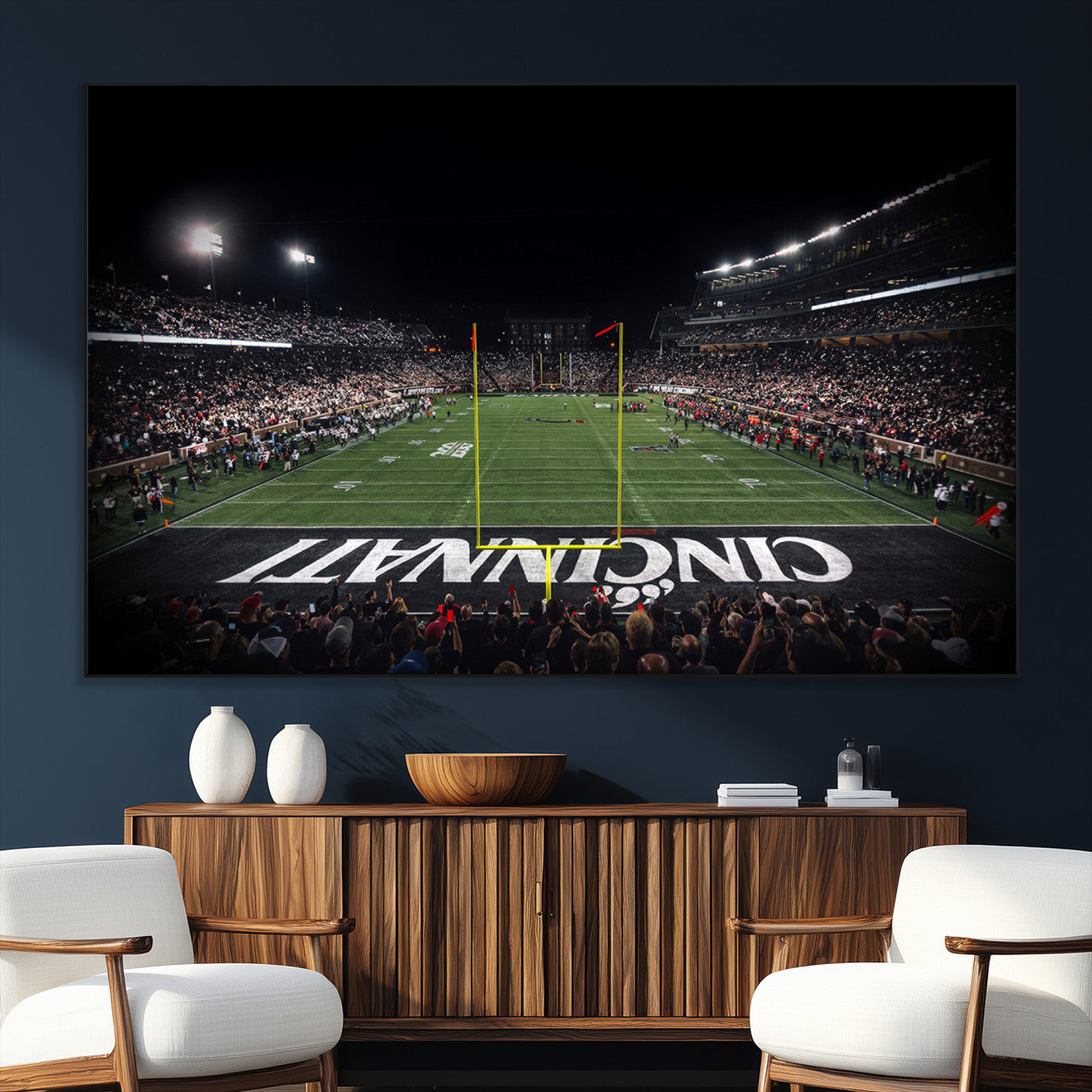SEG-FC-51X34_Oversize - Cincinnati Bearcats Football Team Print - Nippert Stadium Wall Art Canvas Print