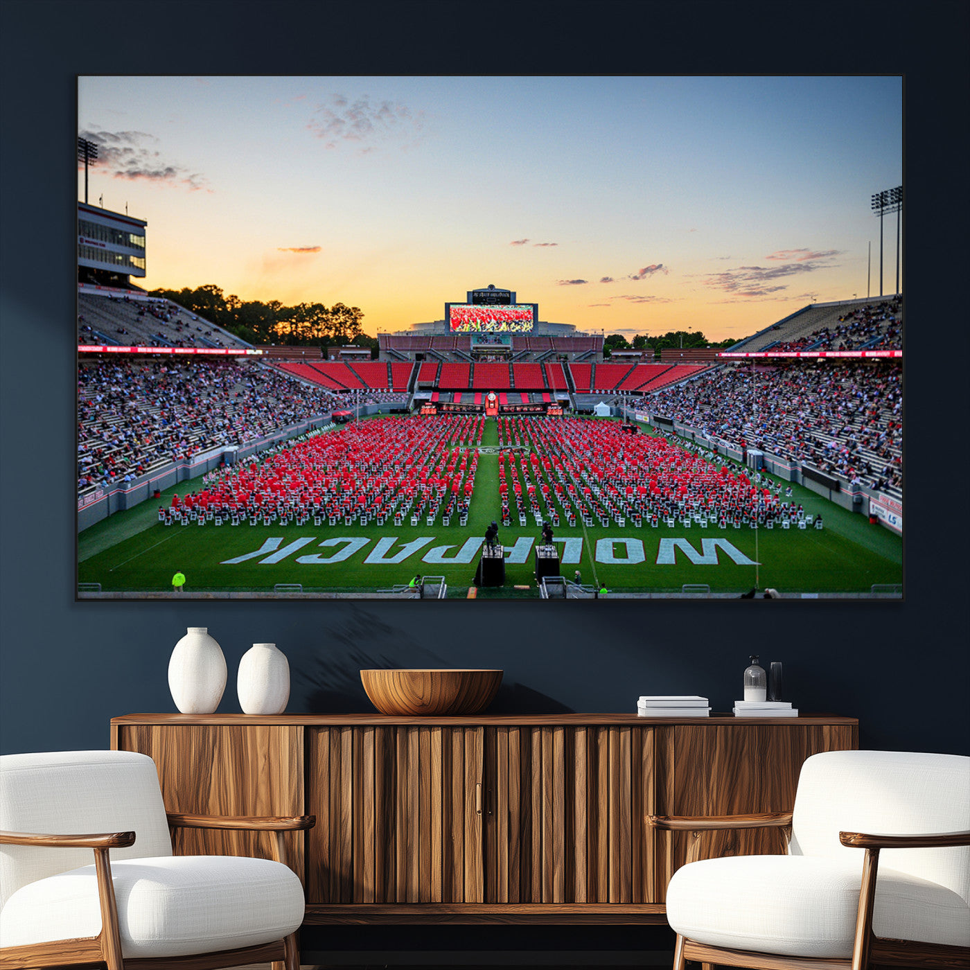 SEG-FC-51X34_Oversize - NC State Wolfpack Football Team Print Wall Art - Raleigh Carter-Finley Stadium Wall Art Canvas Print
