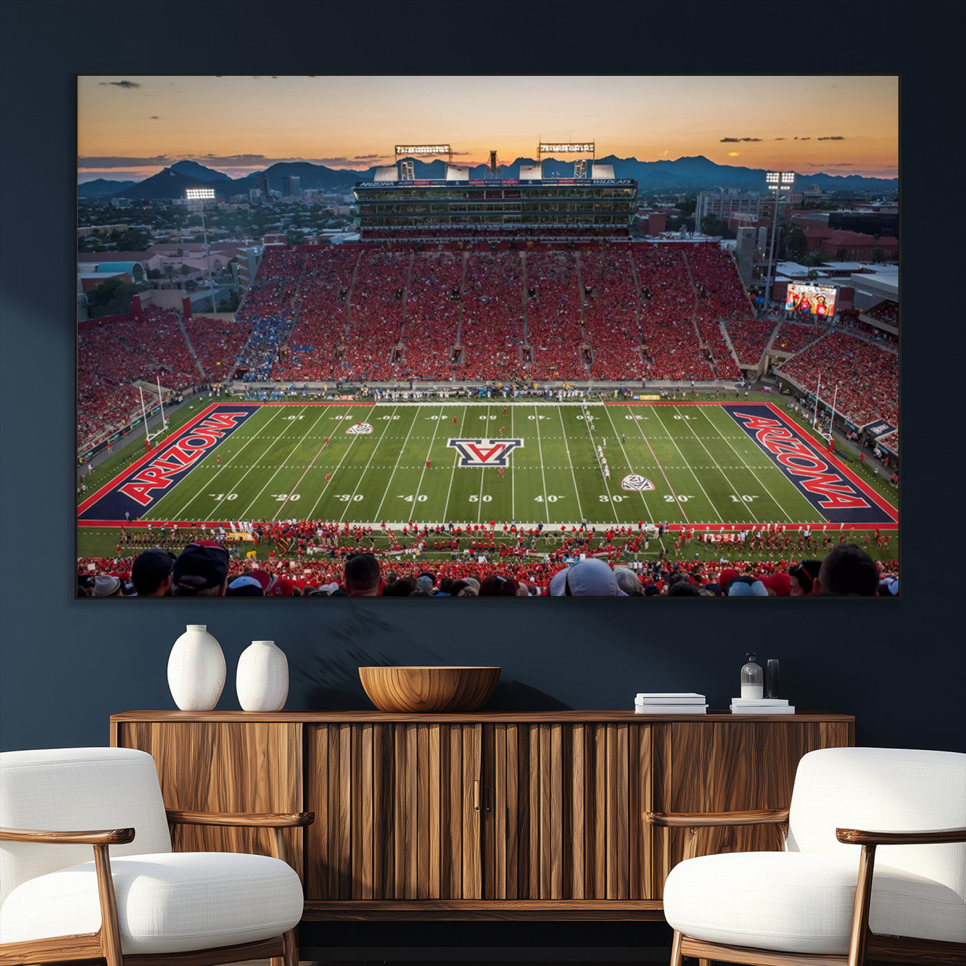 SEG-FC-51X34_Oversize - Arizona Wildcats Football Team Print - Tucson Arizona Stadium Wall Art Canvas Print