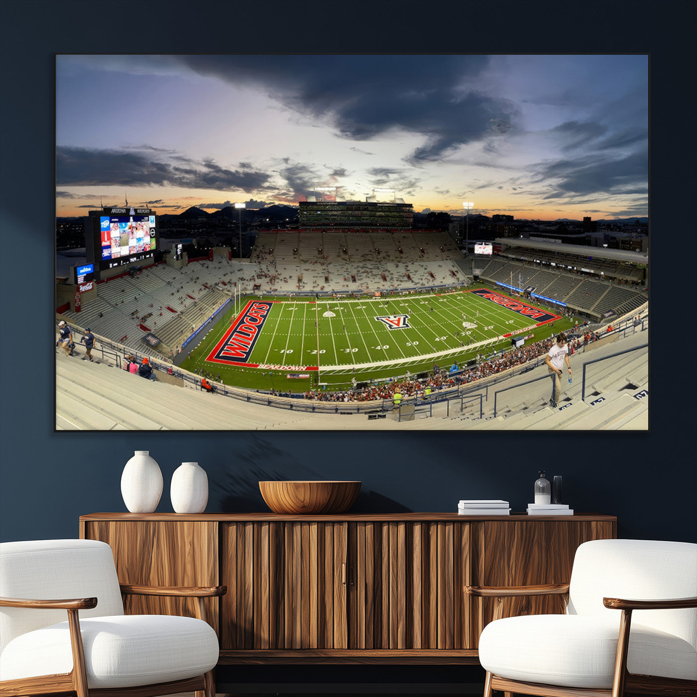 SEG-FC-51X34_Oversize - Arizona Wildcats Football Team Print - Tucson Arizona Stadium Wall Art Canvas Print
