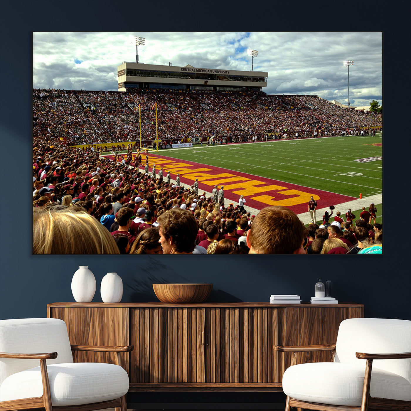 SEG-FC-51X34_Oversize - Central Michigan University Chippewas Football Team Print - Mount Pleasant Kelly/Shorts Stadium Wall