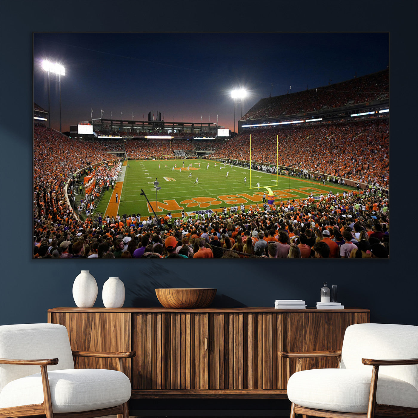 SEG-FC-51X34_Oversize - Clemson University Tigers Art Print, Football Team Print - Clemson Memorial Stadium Wall Art Canvas