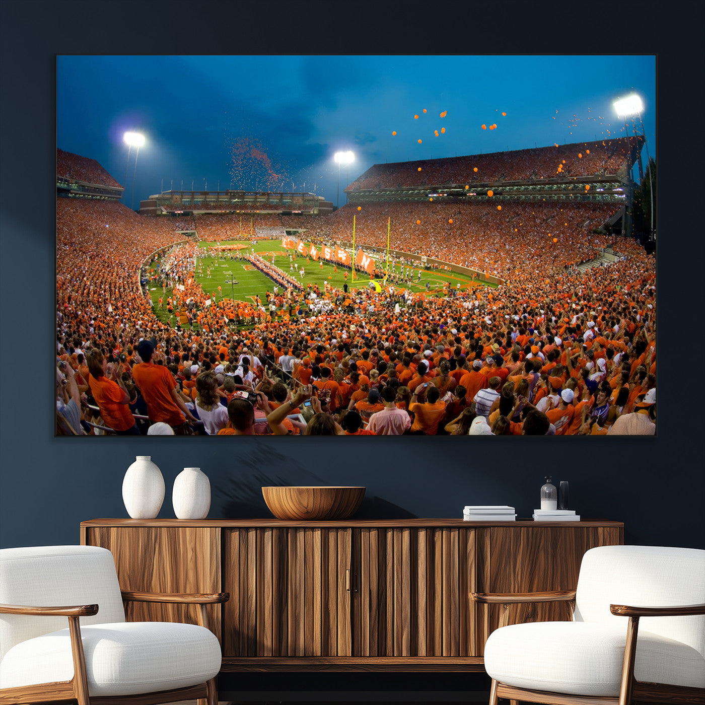 SEG-FC-51X34_Oversize - Clemson University Tigers Football Team Print - Clemson Memorial Stadium Wall Art Canvas Print