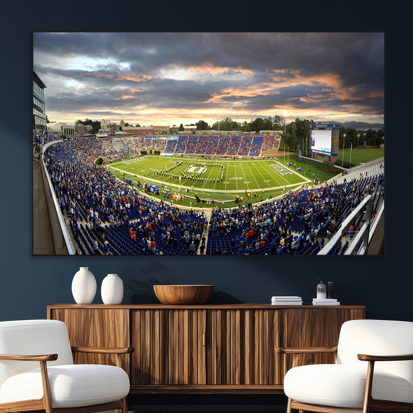 SEG-FC-51X34_Oversize - Duke University Blue Devils Football Team Print - Durham Wallace Wade Stadium Wall Art Canvas Print
