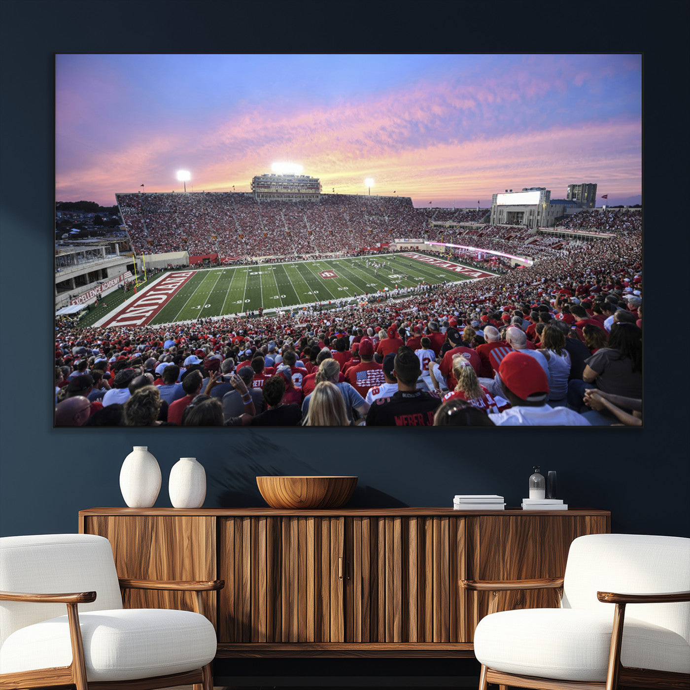 SEG-FC-51X34_Oversize - Indiana University Hoosiers Football Team Print - Bloomington Memorial Stadium Wall Art Canvas Print