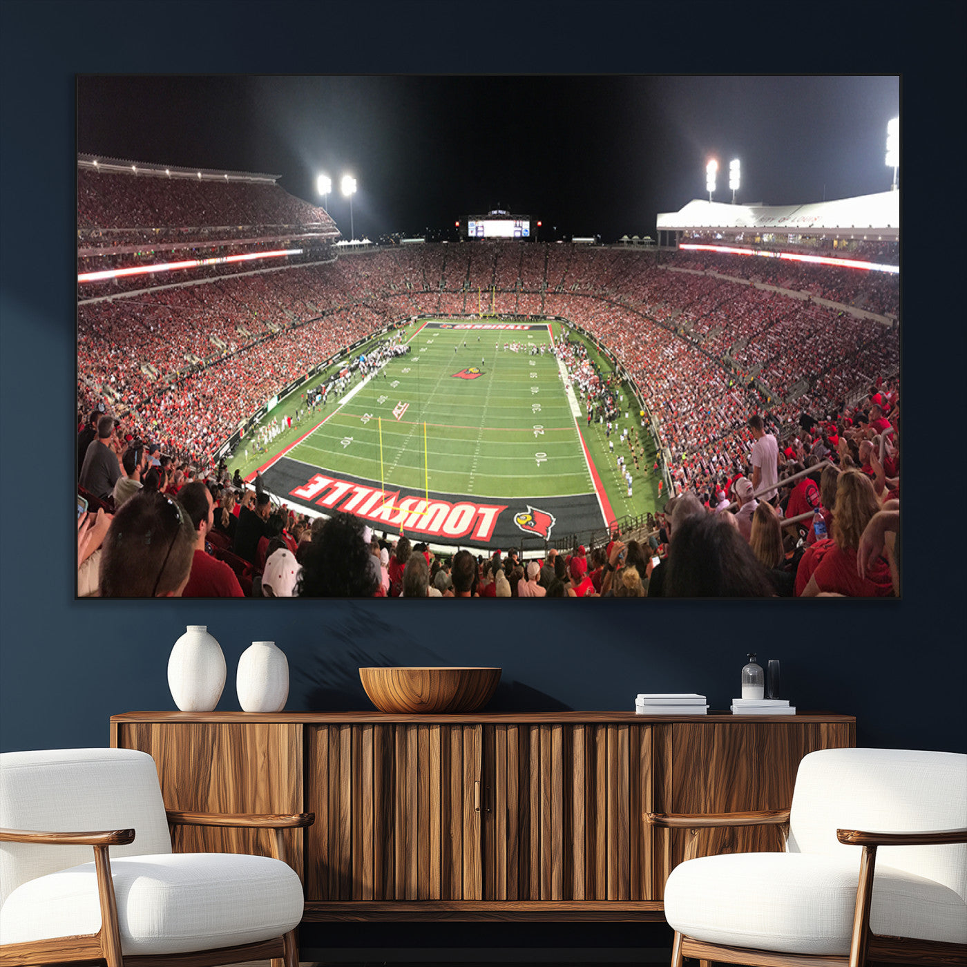 SEG-FC-51X34_Oversize - University of Louisville Cardinals Football Team Print - Louisville Cardinal Stadium Wall Art Canvas