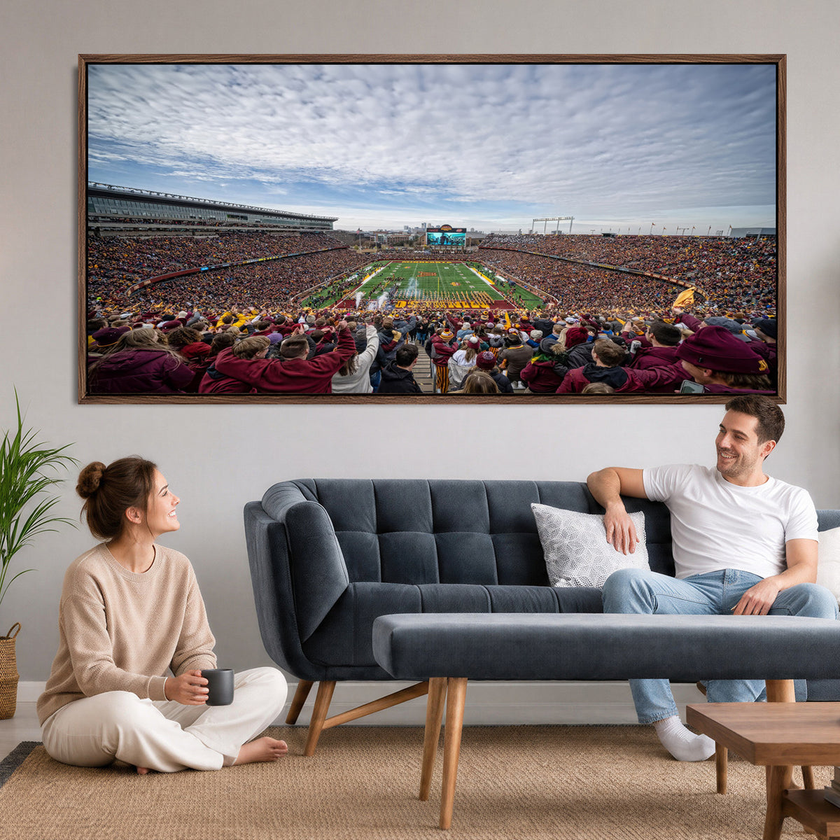 38459-PAN-FL-20X10 - University of Minnesota Golden Gophers Football Team Print - Minneapolis Huntington Bank Stadium Art