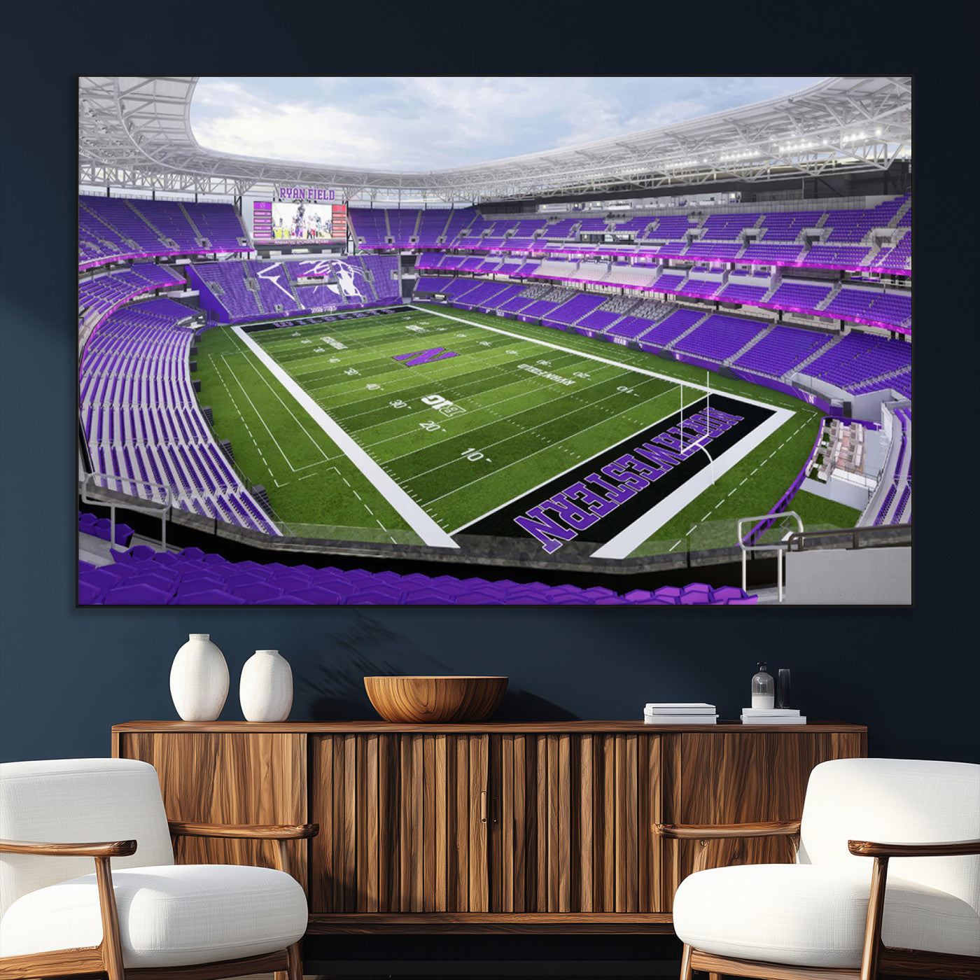 SEG-FC-51X34_Oversize - Northwestern University Wildcats Football Team Print - Evanston Ryan Field Wall Art Canvas Print