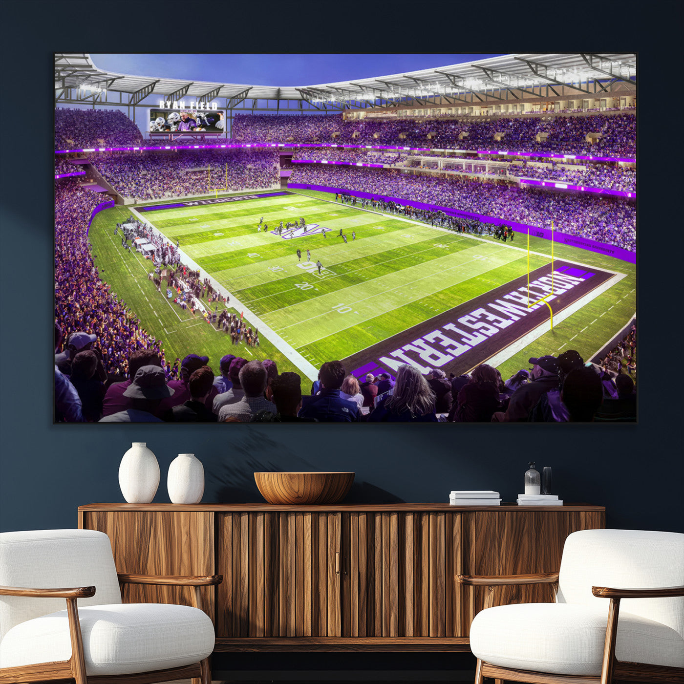 SEG-FC-51X34_Oversize - Northwestern University Wildcats Football Team Print - Evanston Ryan Field Wall Art Canvas Print