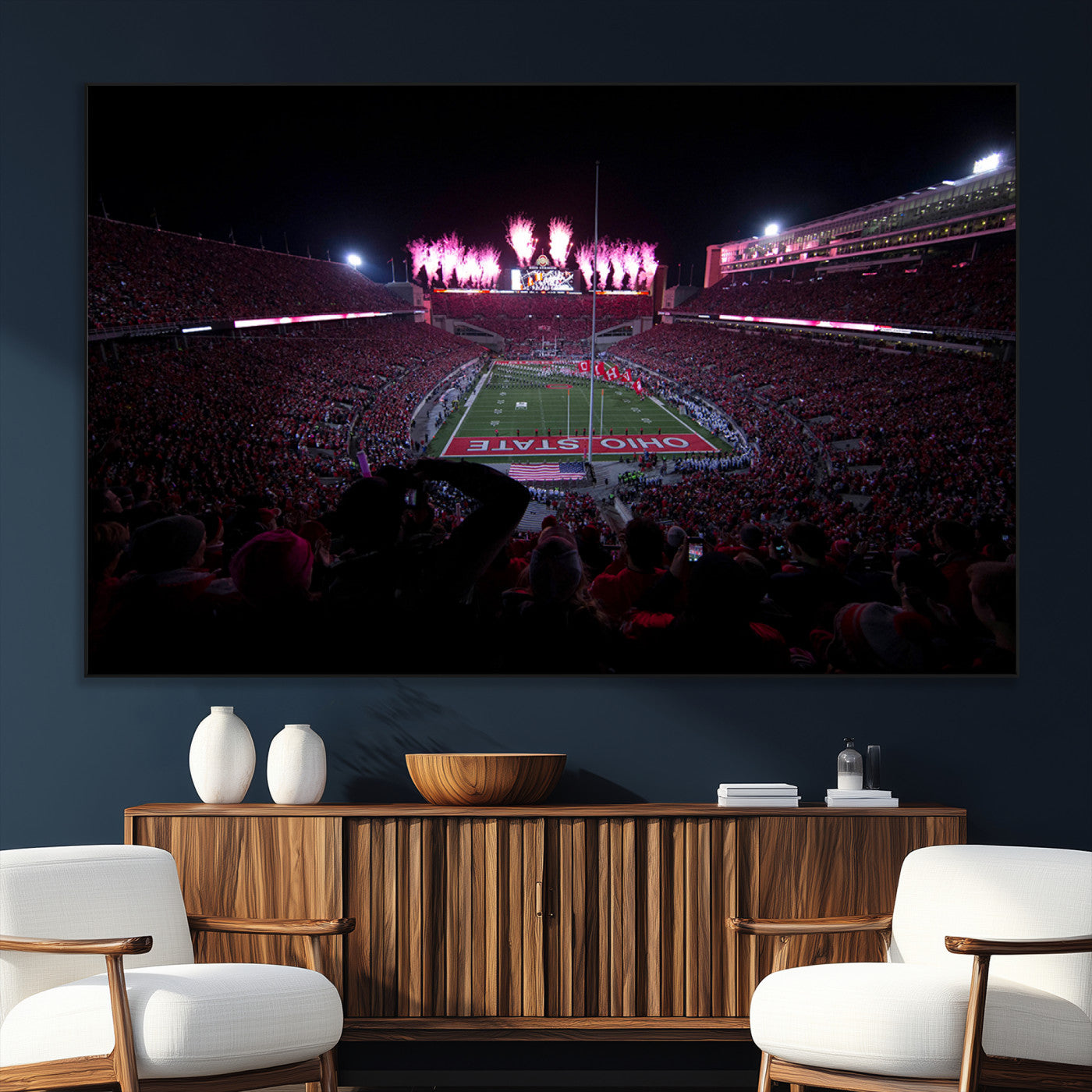 SEG-FC-51X34_Oversize - Ohio State University Buckeyes Football Team Print - Columbus Ohio Stadium Wall Art Canvas Print