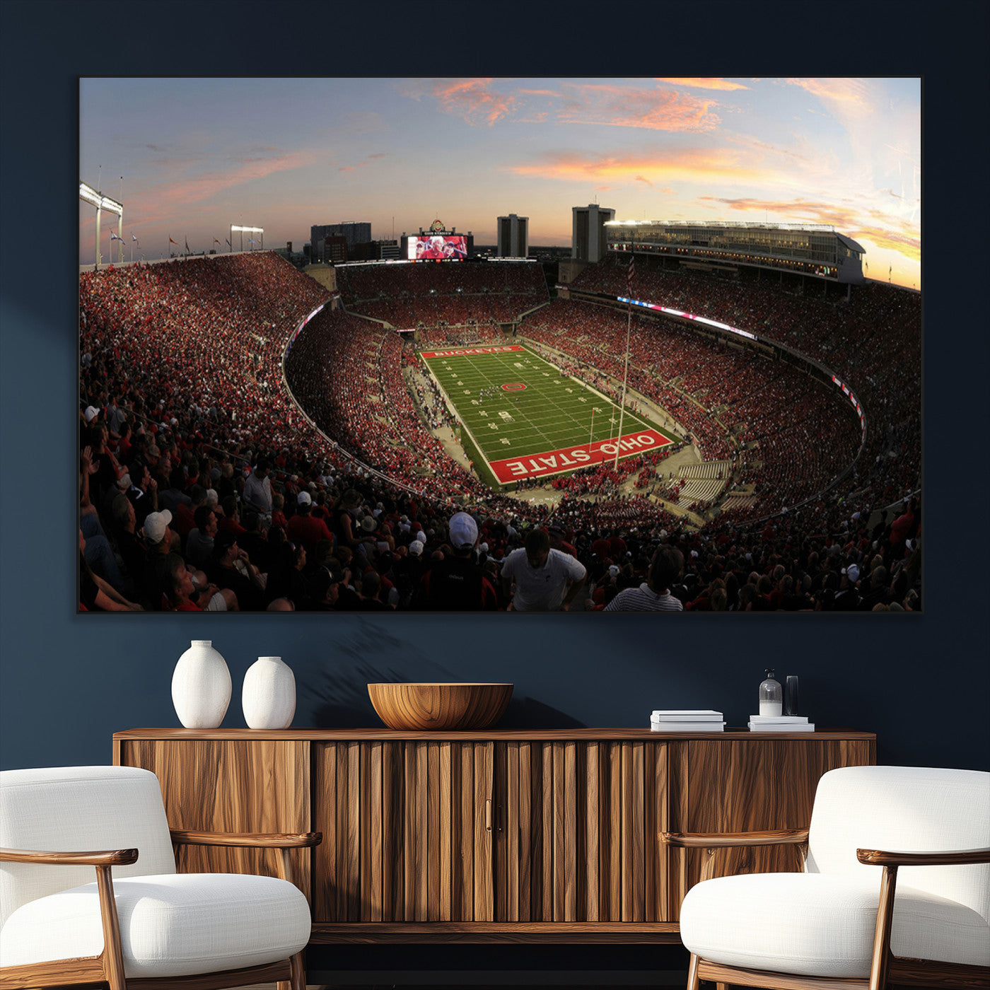 SEG-FC-51X34_Oversize - Ohio State University Buckeyes Football Team Print - Columbus Ohio Stadium Wall Art Canvas Print