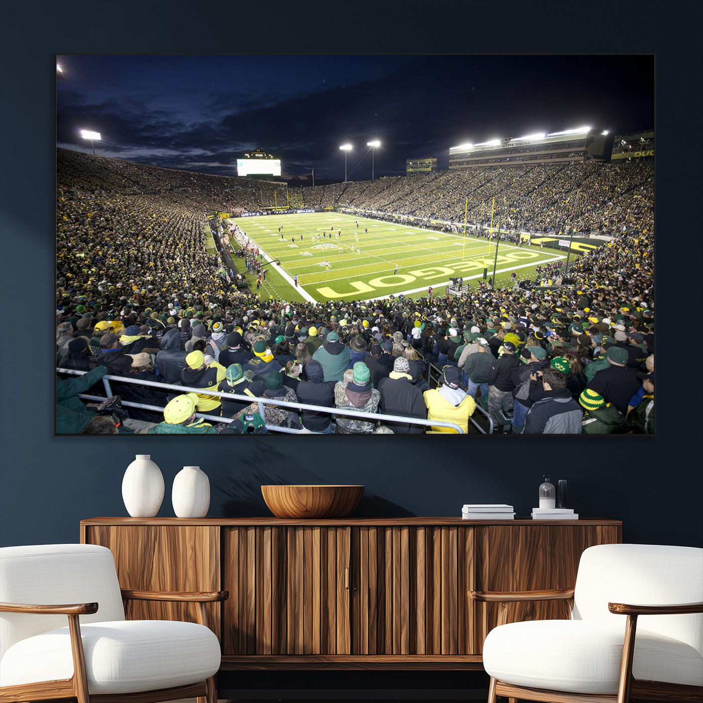 SEG-FC-51X34_Oversize - University of Oregon Ducks Football Team Print - Eugene Autzen Stadium Wall Art Canvas Print