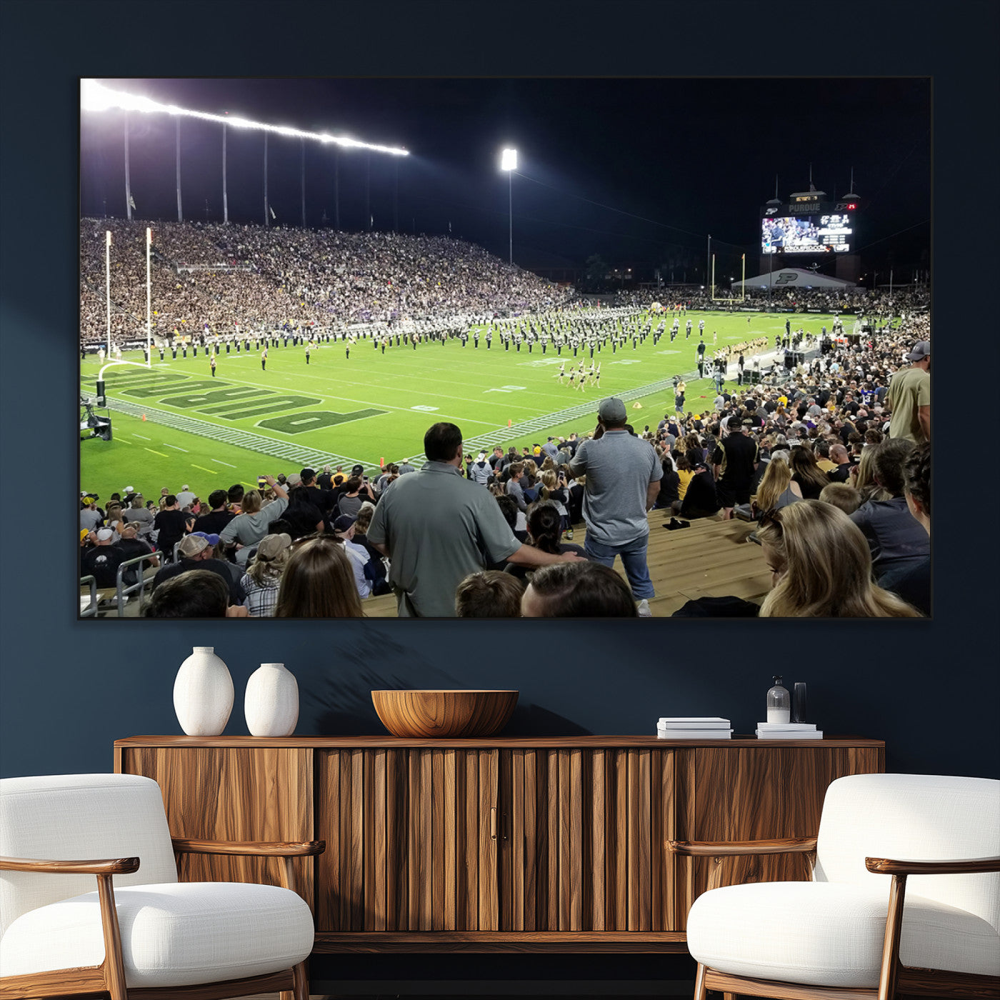 SEG-FC-51X34_Oversize - Purdue University Boilermakers Football Team Print - West Lafayette Ross-Ade Stadium Wall Art Canvas