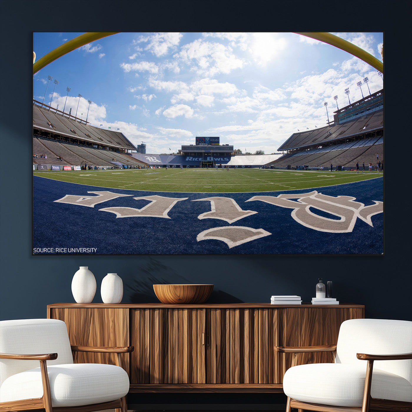 SEG-FC-51X34_Oversize - Rice University Owls Football Team Print - Houston Rice Stadium Wall Art Canvas Print
