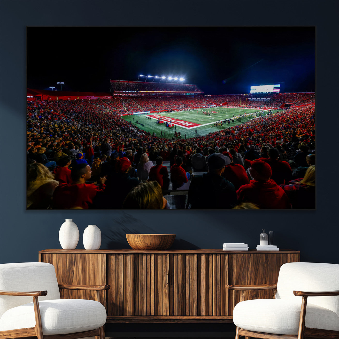 SEG-FC-51X34_Oversize - Rutgers Scarlet Knights Football Team Print - SHI Stadium, Piscataway Wall Art Canvas Print