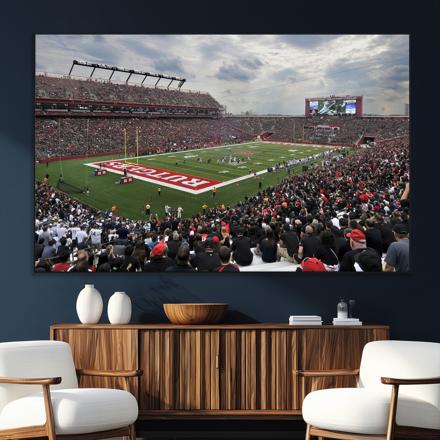 SEG-FC-51X34_Oversize - Rutgers Scarlet Knights Football Team Print - SHI Stadium, Piscataway Wall Art Canvas Print