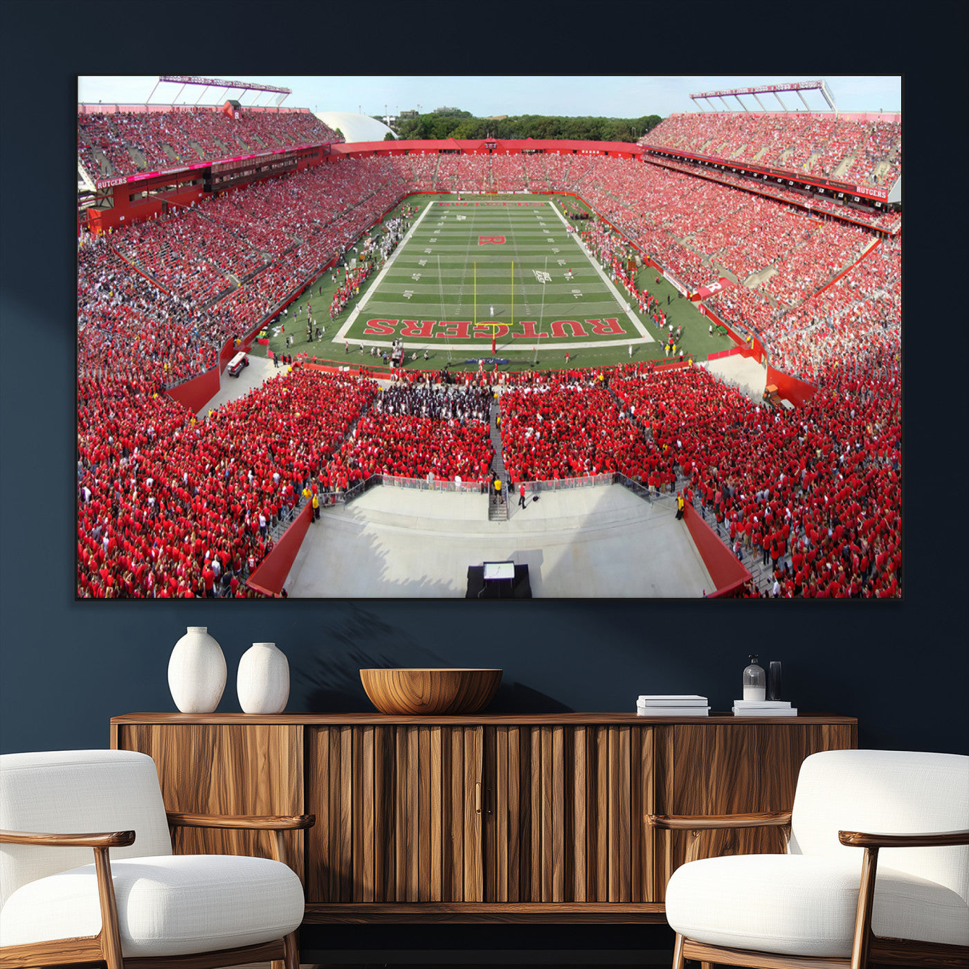 SEG-FC-51X34_Oversize - Rutgers Scarlet Knights Football Team Print - Piscataway SHI Stadium Wall Art Canvas Print