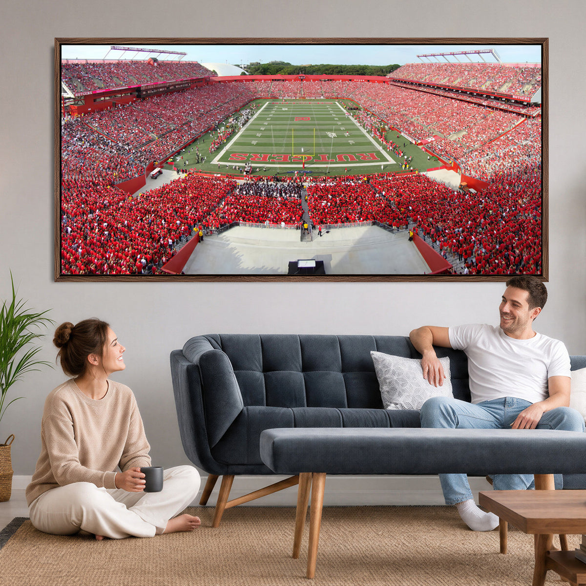 90818-PAN-FL-20X10 - Rutgers Scarlet Knights Football Team Print - Piscataway SHI Stadium Wall Art Canvas Print
