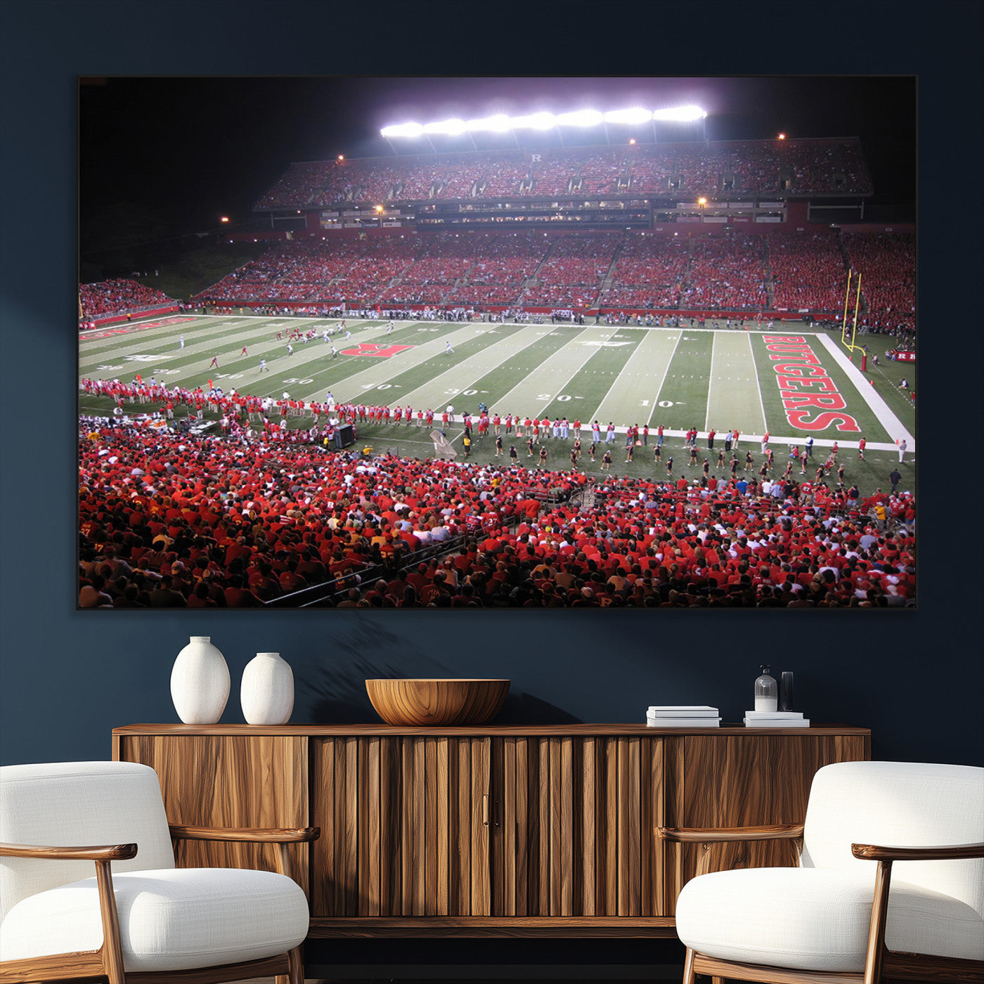 SEG-FC-51X34_Oversize - Rutgers University Scarlet Knights Football Team Print - Piscataway SHI Stadium Wall Art Canvas
