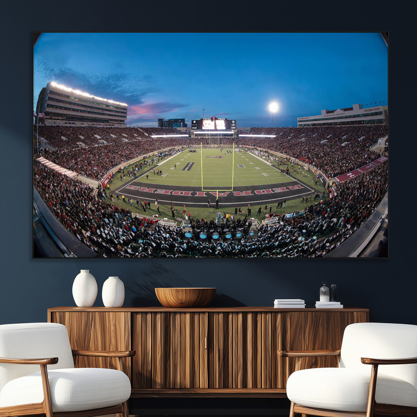 SEG-FC-51X34_Oversize - Texas Tech Red Raiders Canvas, Framed Football Team Print - Lubbock Jones AT&T Stadium Wall Art