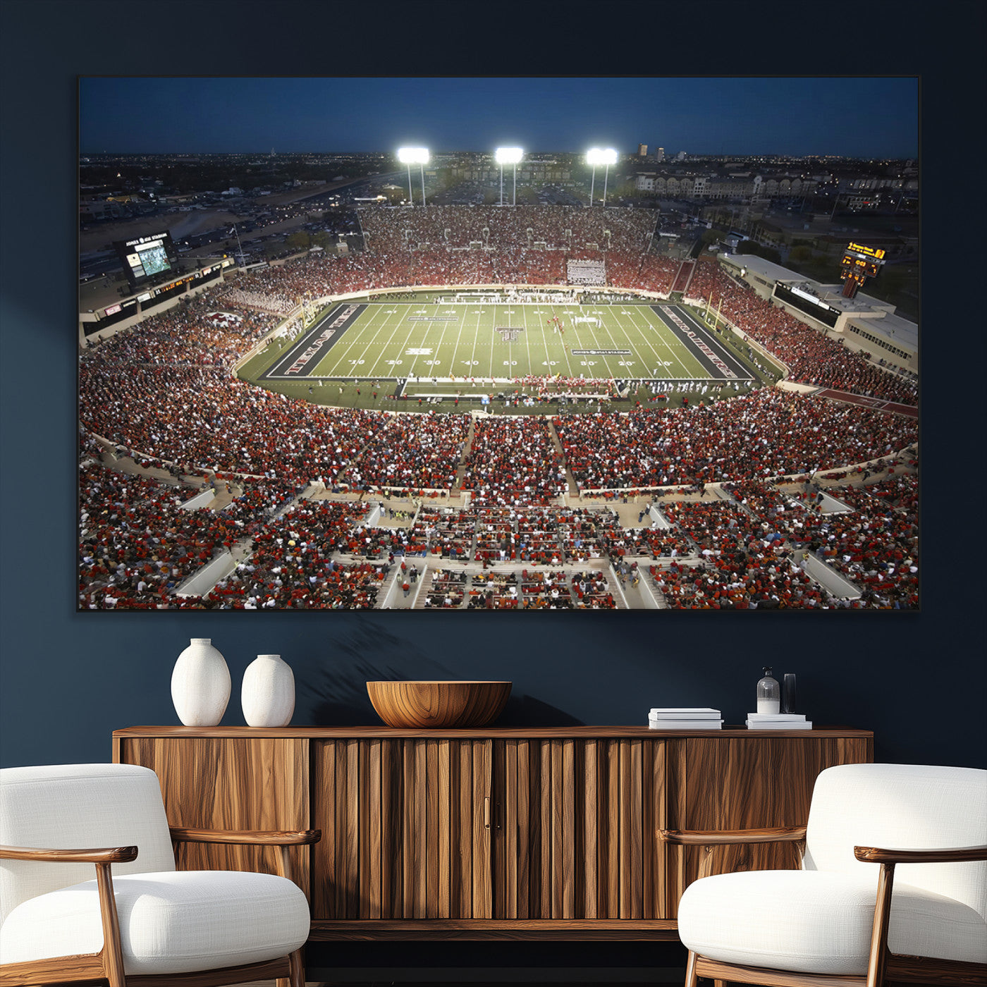 SEG-FC-51X34_Oversize - Texas Tech Red Raiders Football Team Print - Lubbock Jones AT&T Stadium Wall Art Canvas Print