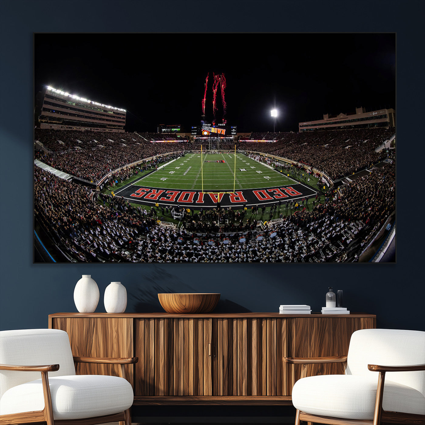 SEG-FC-51X34_Oversize - Framed Texas Tech Red Raiders Stadium Canvas, Texas Tech Red Raiders Football Team Print - Lubbock