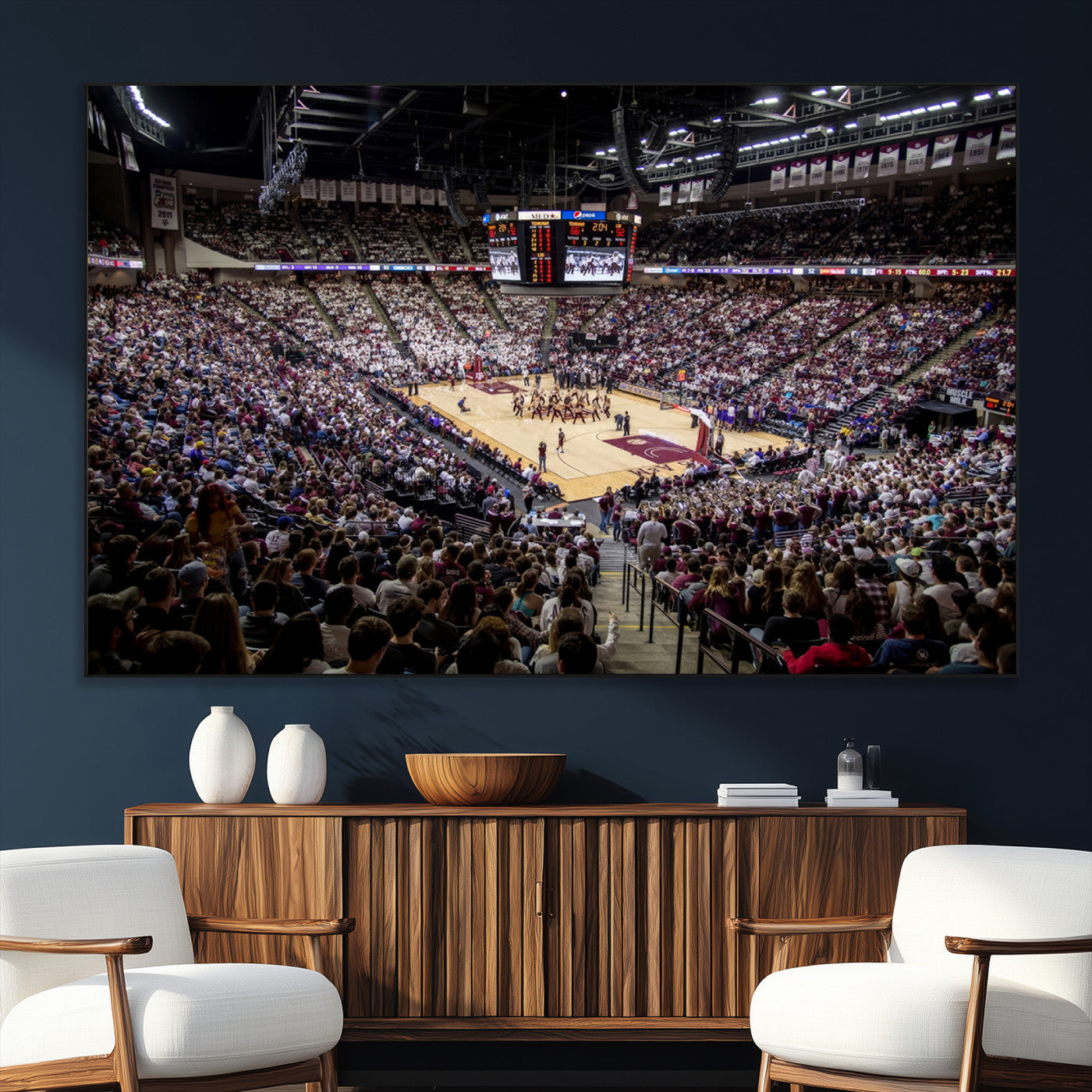 SEG-FC-51X34_Oversize - University of Nebraska Cornhuskers Basketball Team Print - Lincoln Red Arena Wall Art Canvas Print