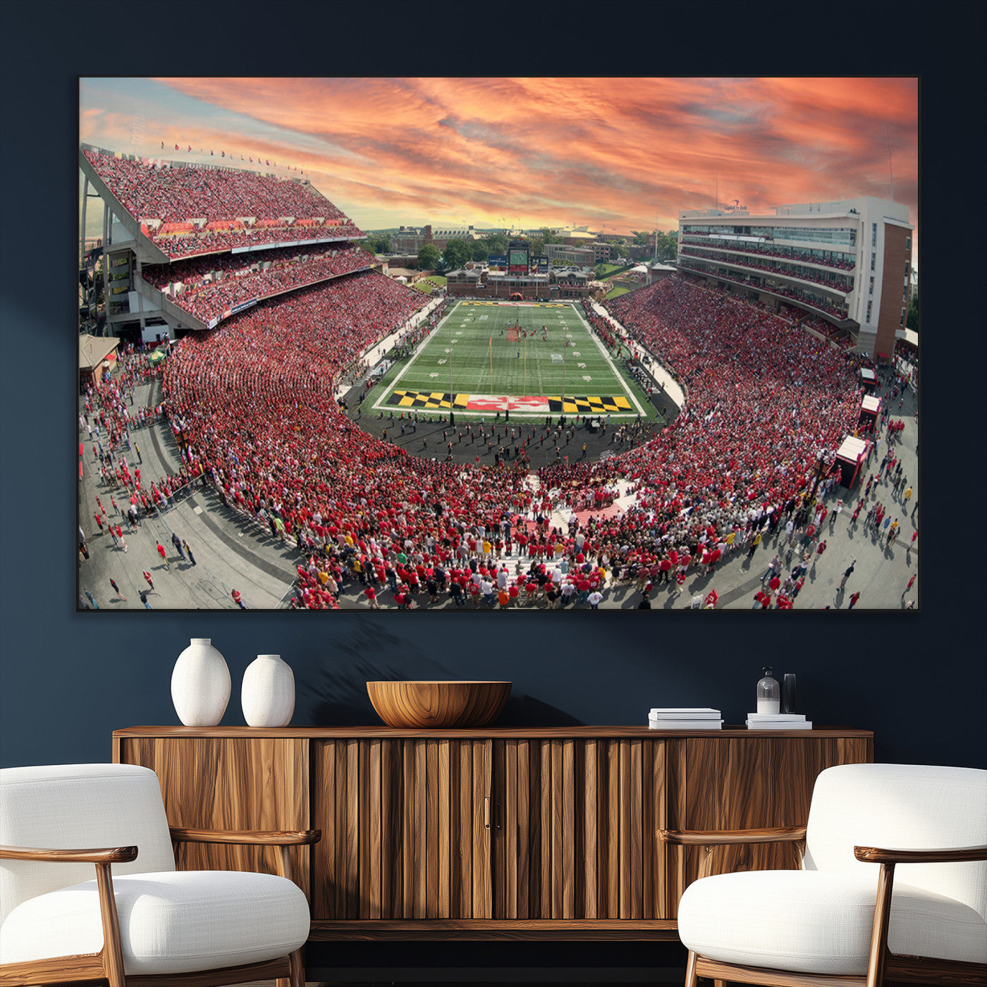 SEG-FC-51X34_Oversize - University of Maryland Terrapins Football Team Print - College Park SECU Stadium Wall Art Canvas