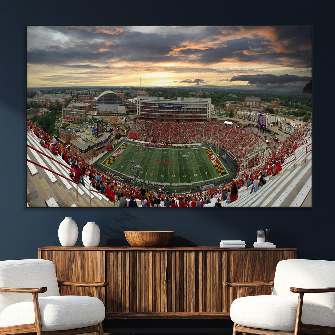 SEG-FC-51X34_Oversize - University of Maryland Terrapins Football Team Print - College Park SECU Stadium Wall Art Canvas