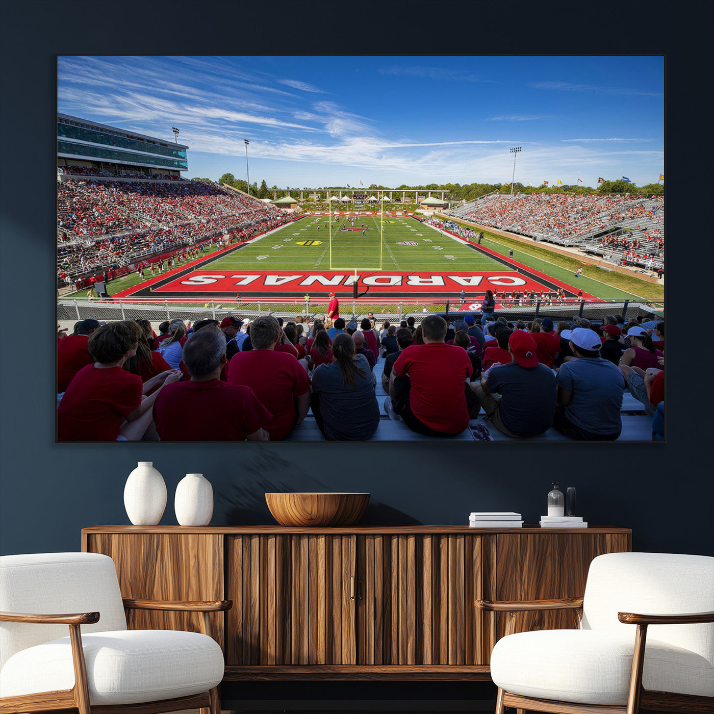 SEG-FC-51X34_Oversize - Ball State Cardinals Football Team Print - Muncie Scheumann Stadium Wall Art Canvas Print
