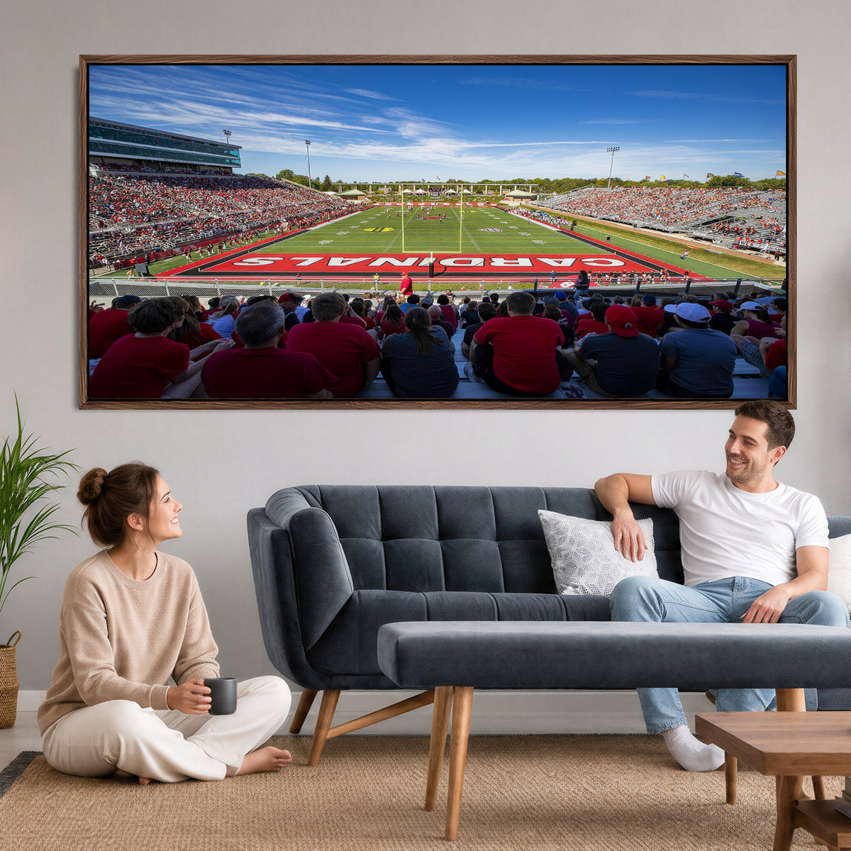 71475-PAN-FL-20X10 - Ball State Cardinals Football Team Print - Muncie Scheumann Stadium Wall Art Canvas Print