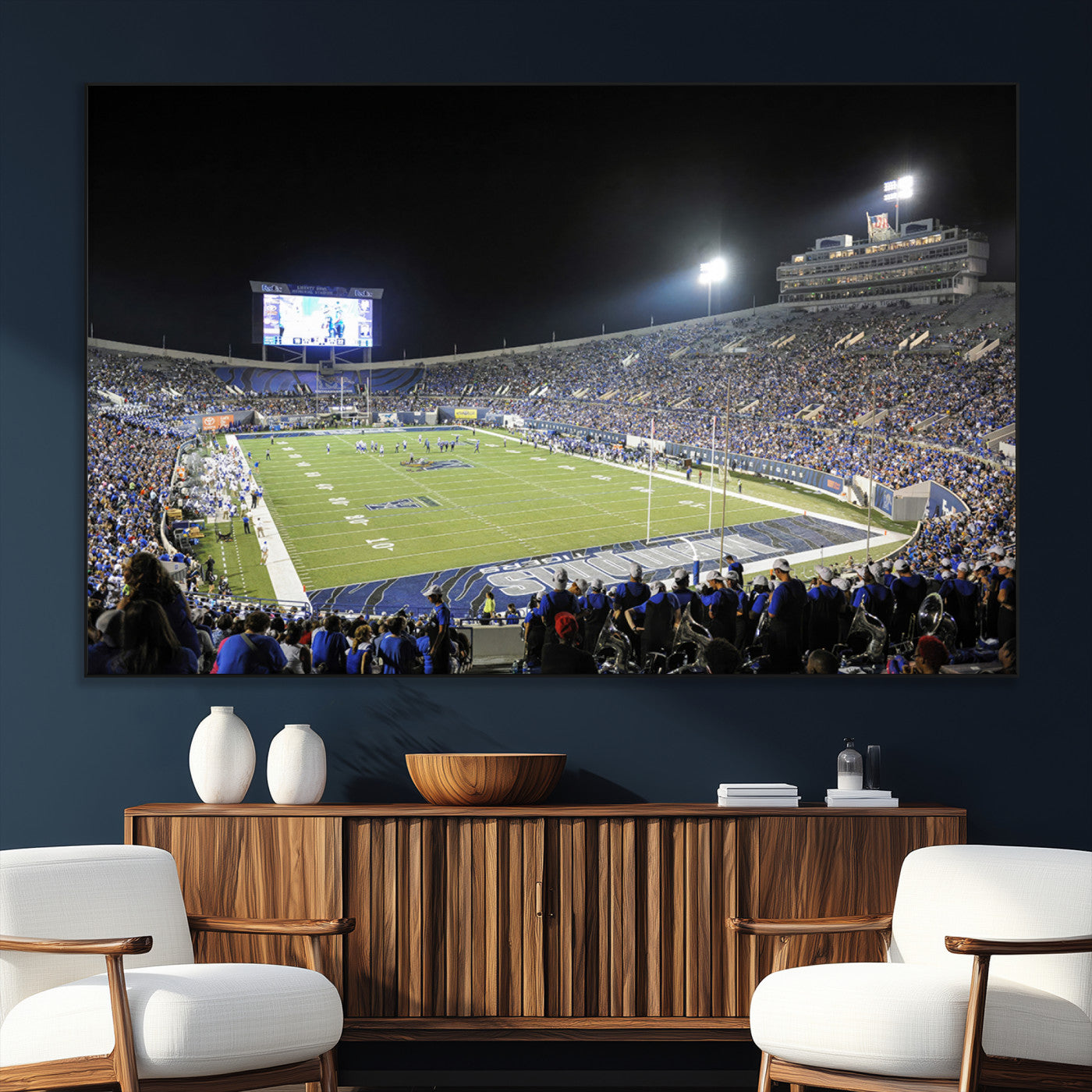SEG-FC-51X34_Oversize - University of Memphis Tigers Football Team Print - Memphis Simmons Bank Liberty Stadium Wall Art
