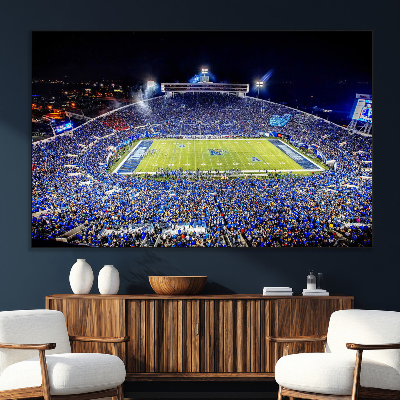 SEG-FC-51X34_Oversize - University of Memphis Tigers Football Team Print - Memphis Simmons Bank Liberty Stadium Wall Art