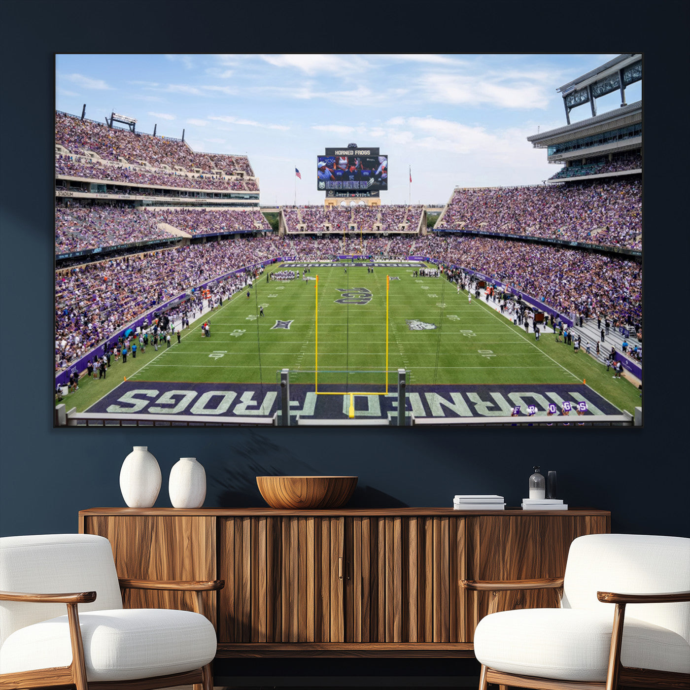 SEG-FC-51X34_Oversize - TCU Horned Frogs Football Team Print - Fort Worth Amon G. Carter Stadium Wall Art Canvas Print