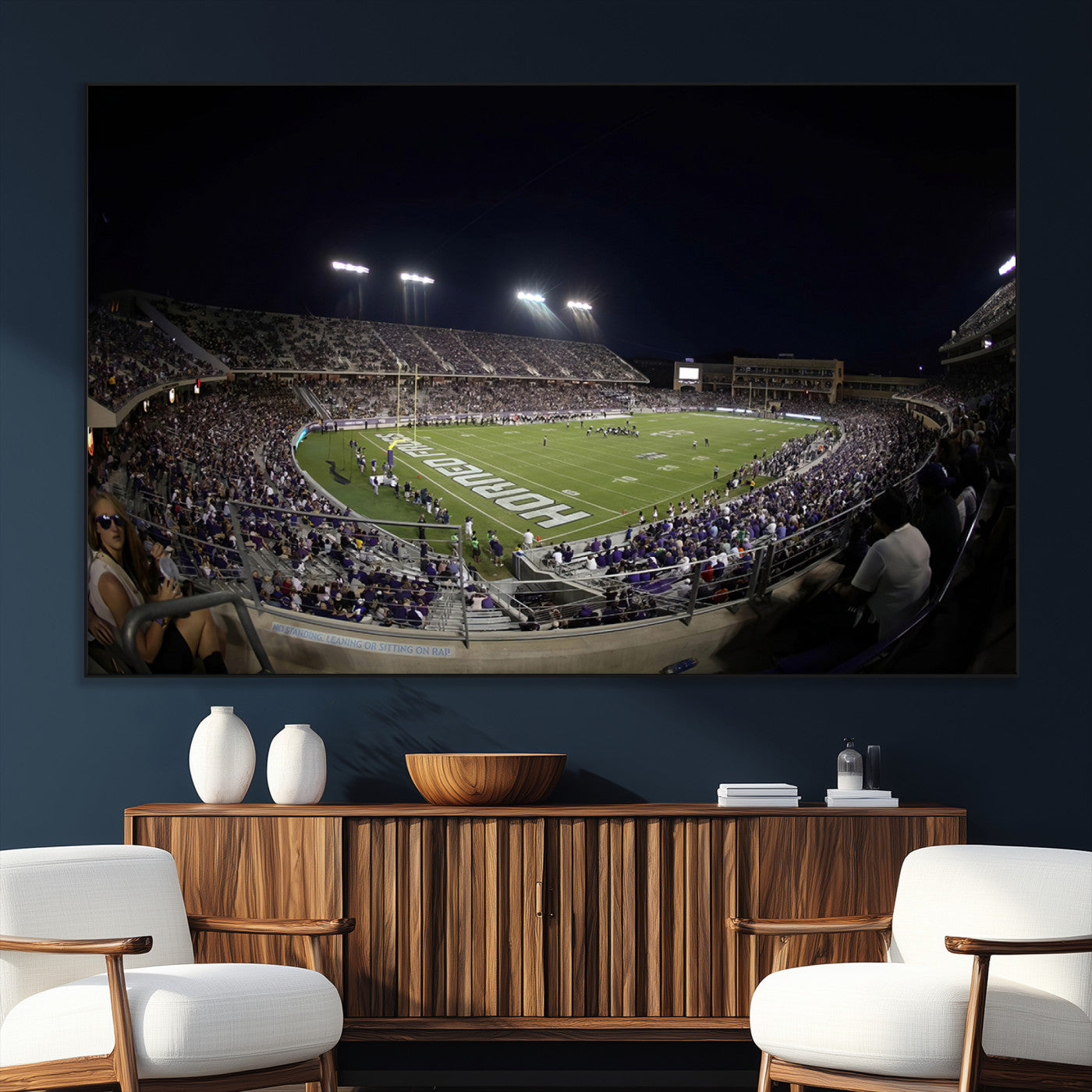 SEG-FC-51X34_Oversize - TCU Horned Frogs Football Team Print - Fort Worth Amon G. Carter Stadium Wall Art Canvas Print.