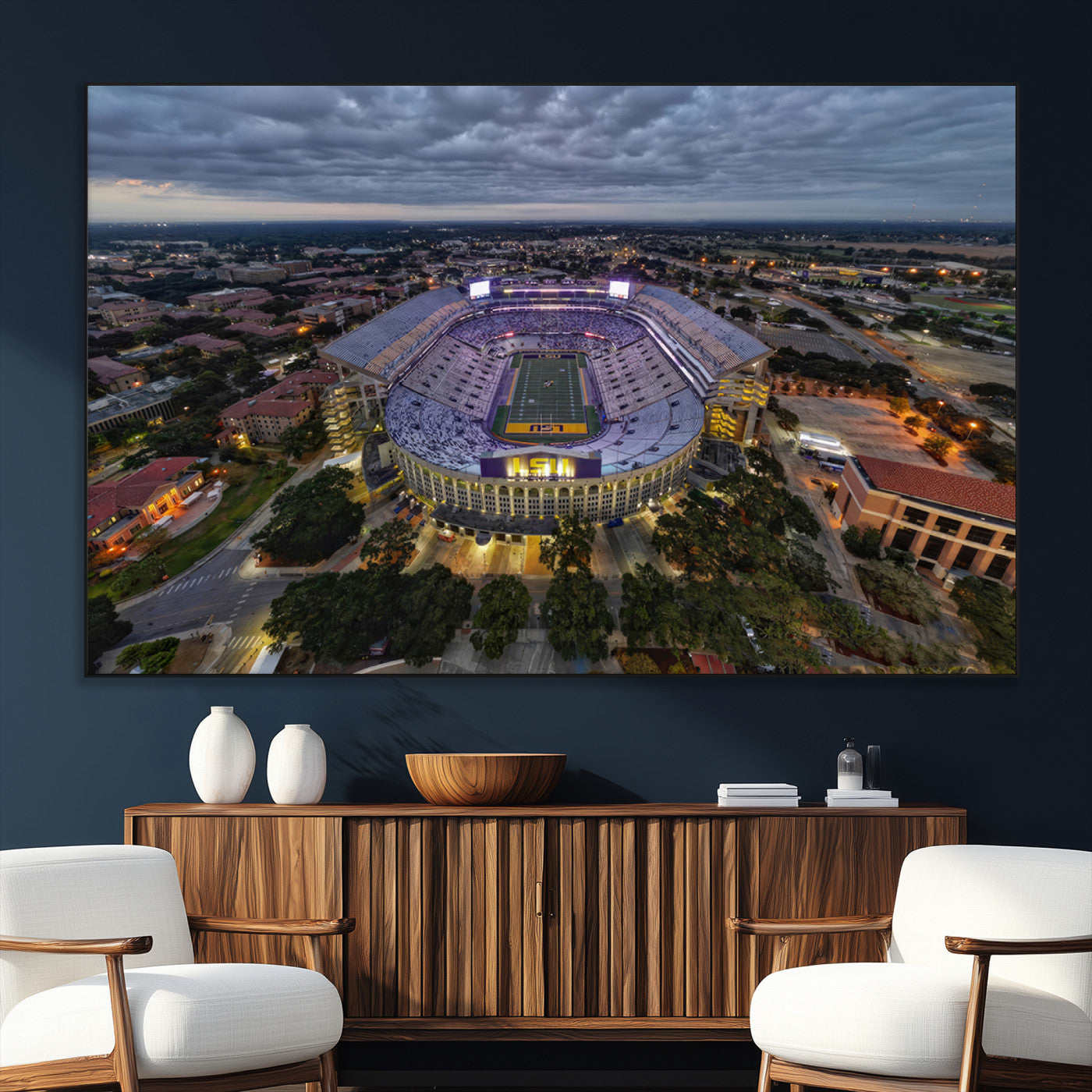 SEG-FC-51X34_Oversize - The Louisiana State University Tigers Football Team Print - Baton Rouge Tiger Stadium Wall Art