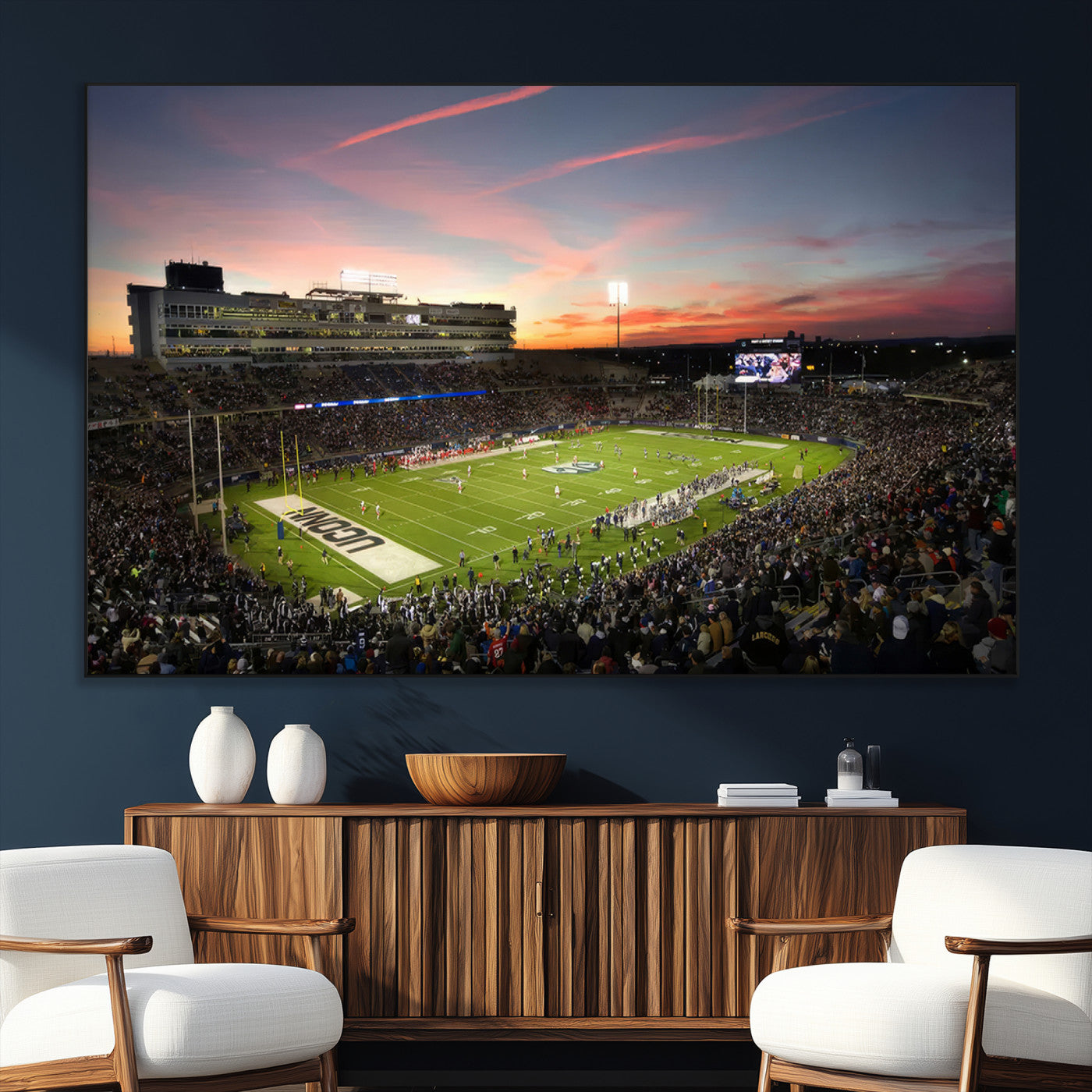SEG-FC-51X34_Oversize - The University of Connecticut UCONN Huskies Football Team Print - East Hartford Pratt & Whitney