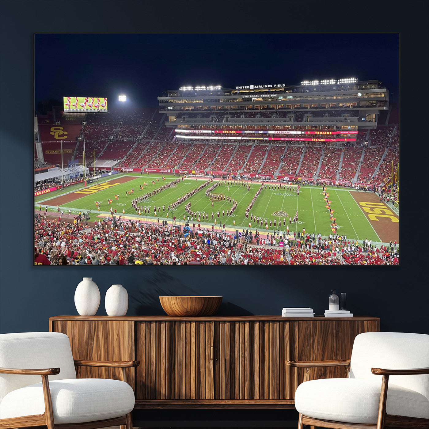 SEG-FC-51X34_Oversize - The University of Southern California USC Trojans Football Team Print - Los Angeles Memorial