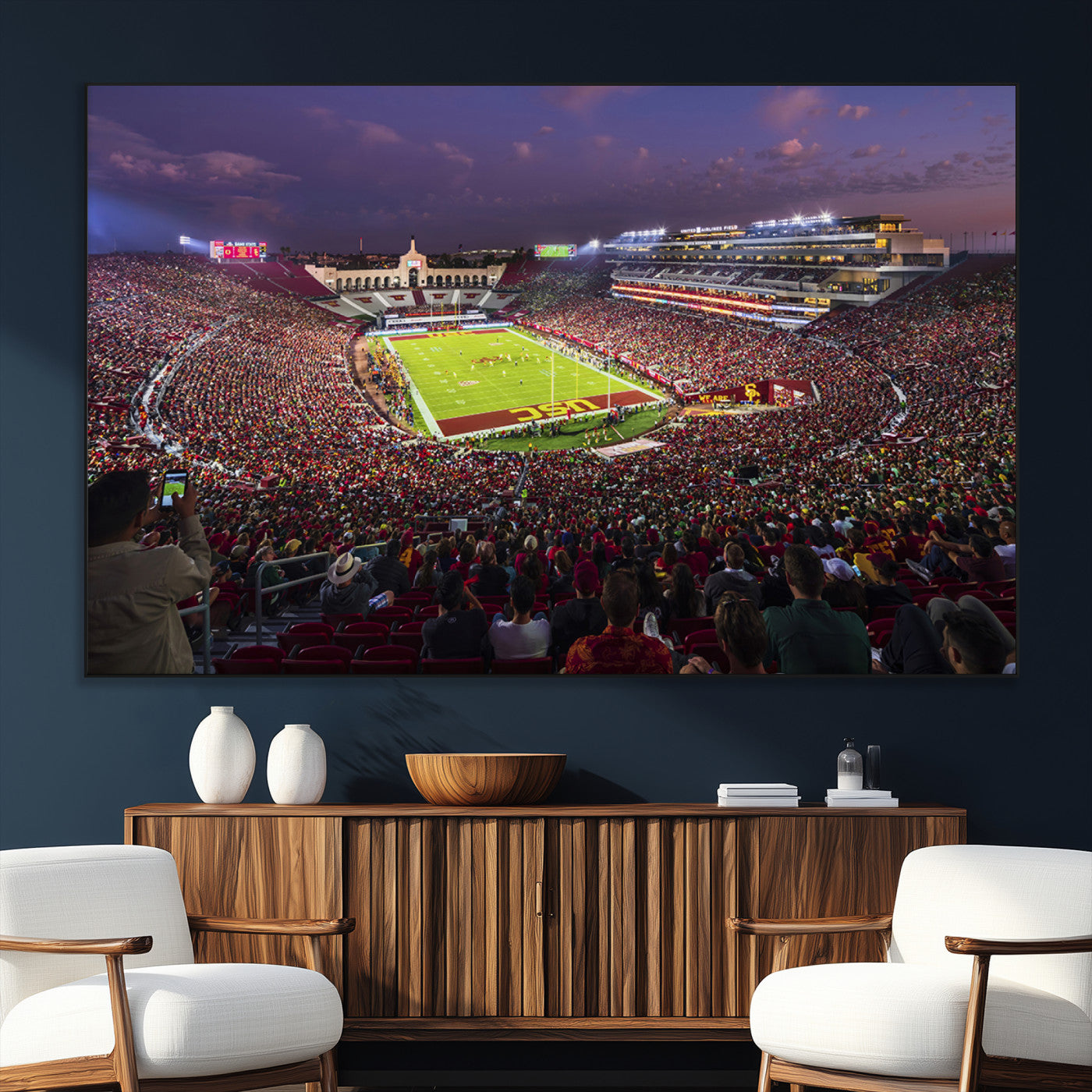 SEG-FC-51X34_Oversize - The University of Southern California USC Trojans Football Team Print - Los Angeles Memorial