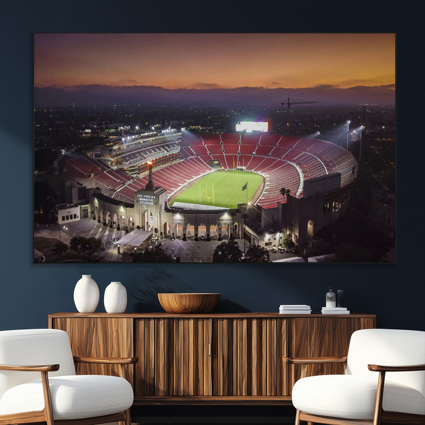 SEG-FC-51X34_Oversize - The University of Southern California USC Trojans Football Team Print - Los Angeles Memorial