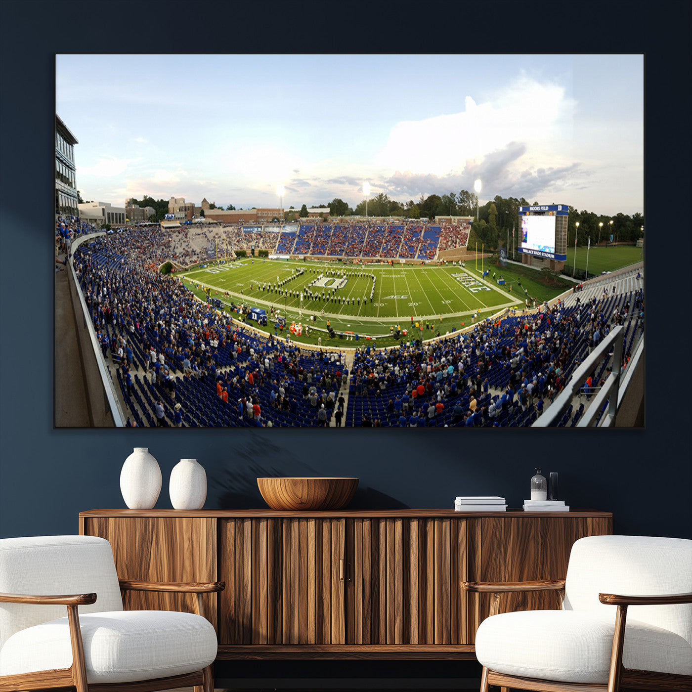 SEG-FC-51X34_Oversize - The Duke University Blue Devils Football Team Print - Durham Wallace Wade Stadium Wall Art Canvas