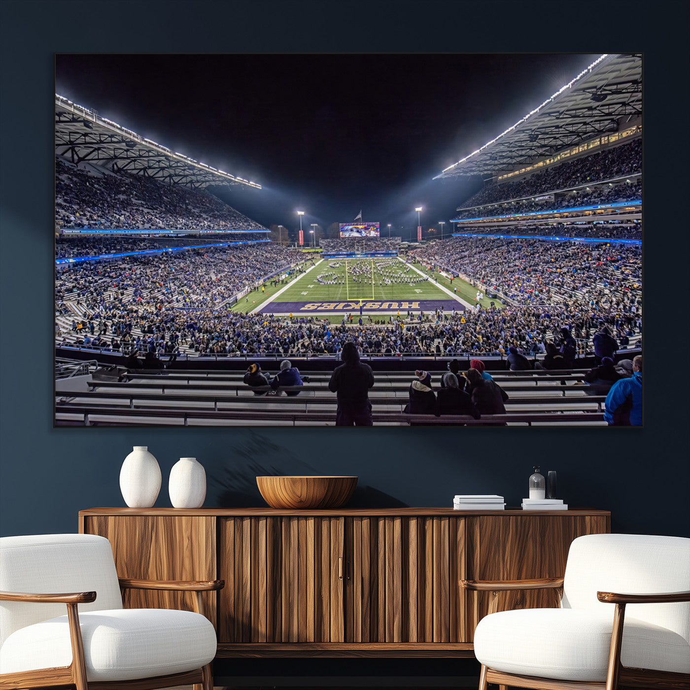 SEG-FC-51X34_Oversize - The University of Washington Huskies Football Team Print - Seattle Husky Stadium Wall Art Canvas