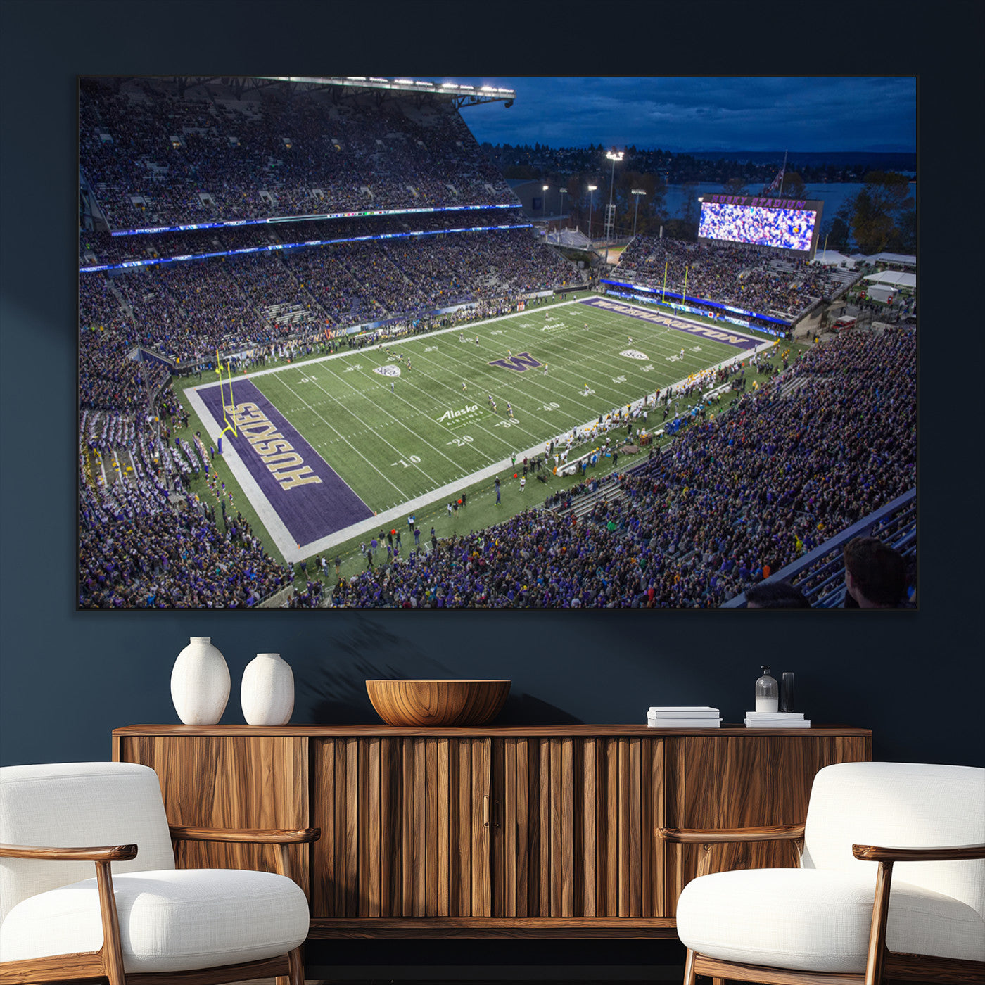 SEG-FC-51X34_Oversize - The University of Washington Huskies Football Team Print - Seattle Husky Stadium Wall Art Canvas