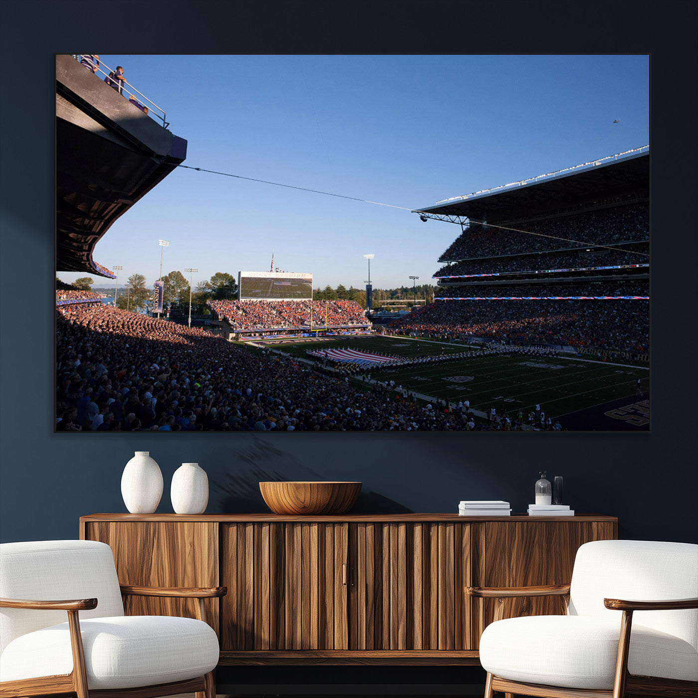 SEG-FC-51X34_Oversize - The University of Washington Huskies Football Team Print - Seattle Husky Stadium Wall Art Canvas