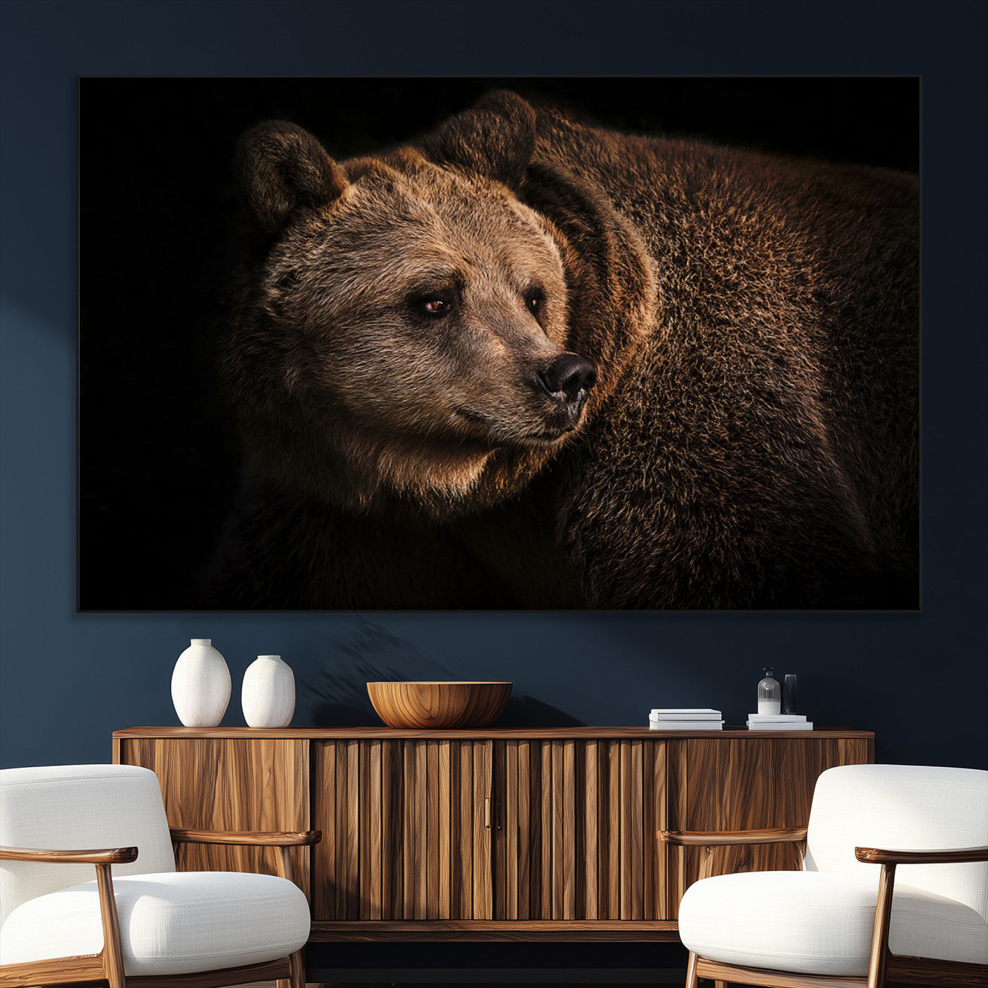 SEG-FC-51X34_Oversize - Wild Grizzly 399 Bear Canvas Wall Art Print, Bear Animal Canvas Artwork Print, Black Bear Wall Art
