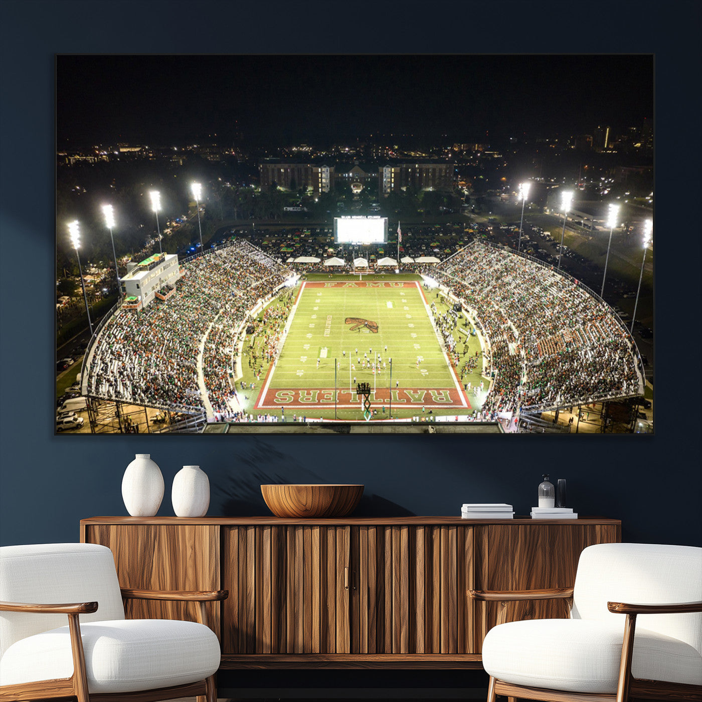 SEG-FC-51X34_Oversize - Florida A&M Rattlers Football Team Print - Tallahassee Bragg Memorial Stadium Wall Art Canvas Print