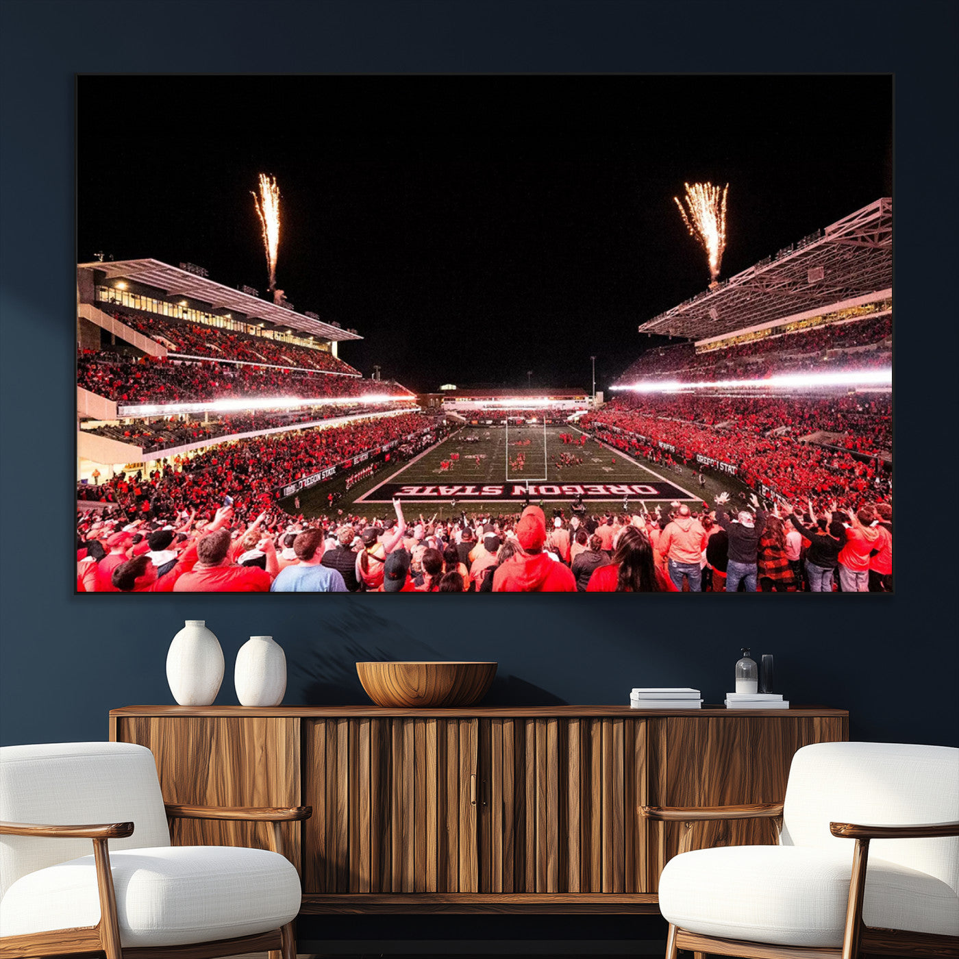 SEG-FC-51X34_Oversize - Oregon State Beavers Football Team Print - Corvallis Reser Stadium Wall Art Canvas Print