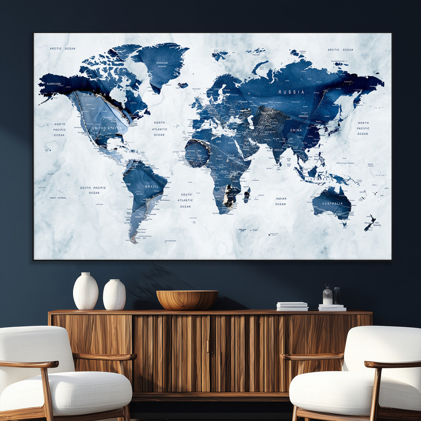 SEG-FC-51X34_Oversize - World Map Canvas Print – Framed Wall Art Home Adventure Decor