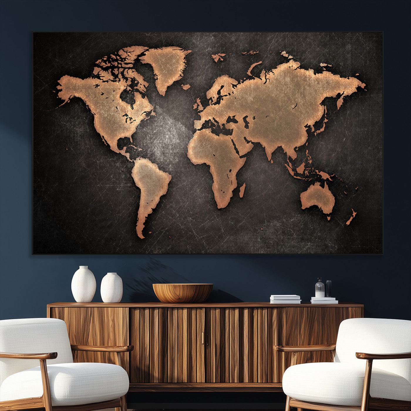 SEG-FC-51X34_Oversize - Push Pin World Map Canvas Print – Framed Wall Art for Couples to Track Their Travels – Anniversary